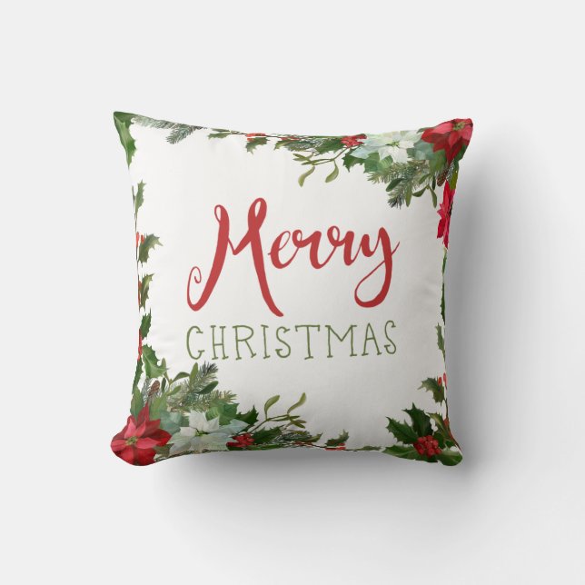 Vrolijk kerstgroen kussen (Voorkant)