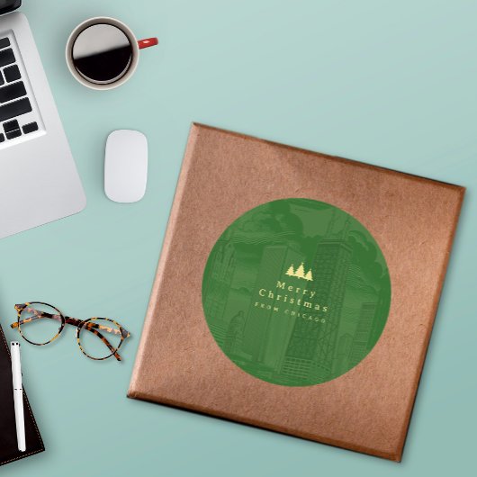 Vrolijk kerstgroen op maat ronde sticker