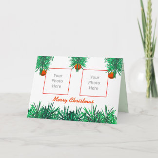 Vrolijk kerstgroen op wit (foto lijst) feestdagen kaart
