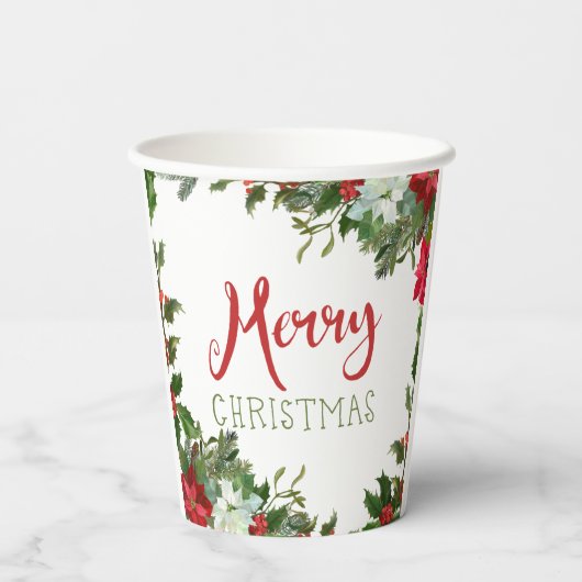 Vrolijk kerstgroen papieren bekers (Achterkant)