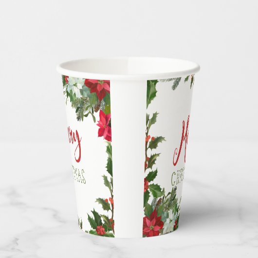 Vrolijk kerstgroen papieren bekers (Links)