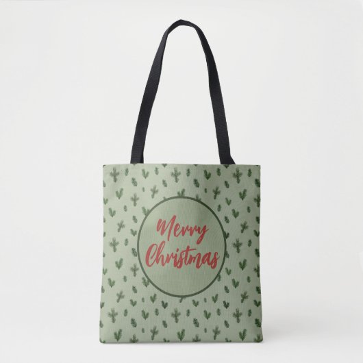 Vrolijk kerstgroen patroon tote bag (Voorkant)