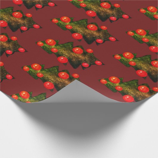 Vrolijk kerstgroen Plant Cadeaupapier (Hoek)