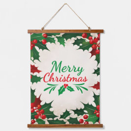 Vrolijk kerstgroen rode Holly wintervakantie Hangend Wandkleed