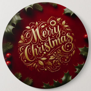 Vrolijk kerstgroen ronde button 6,0 cm