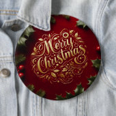 Vrolijk kerstgroen ronde button 6,0 cm (In situ)