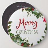Vrolijk kerstgroen ronde button 6,0 cm (Voorkant /achterkant)