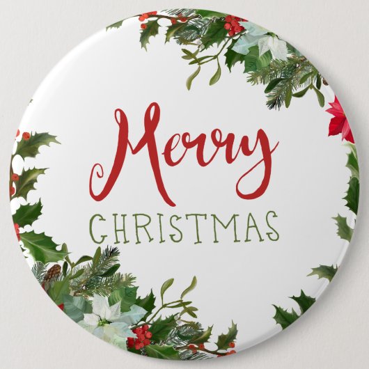 Vrolijk kerstgroen ronde button 6,0 cm (Voorkant)