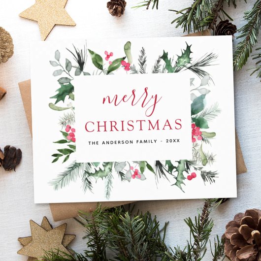 Vrolijk kerstgroen rood groen feestdagenkaart