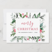 Vrolijk kerstgroen rood groen feestdagenkaart (Voorkant)