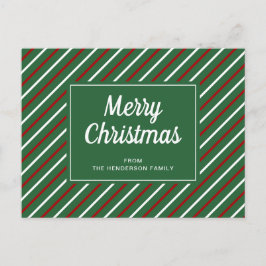 Vrolijk kerstgroen rood strepen Briefkaart