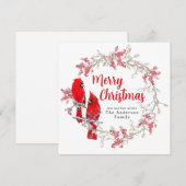 Vrolijk kerstgroen rood wintergroen feestdagenkaart (Voorkant / Achterkant)