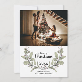 Vrolijk kerstgroen Roze Mistletoe Wreatfoto Feestdagenkaart