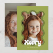 Vrolijk kerstgroen Scallop Holiday Design Feestdagenkaart (Voorkant / Achterkant)