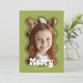 Vrolijk kerstgroen Scallop Holiday Design Feestdagenkaart (Staand voorkant)