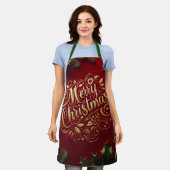 Vrolijk kerstgroen schort (Gedragen)