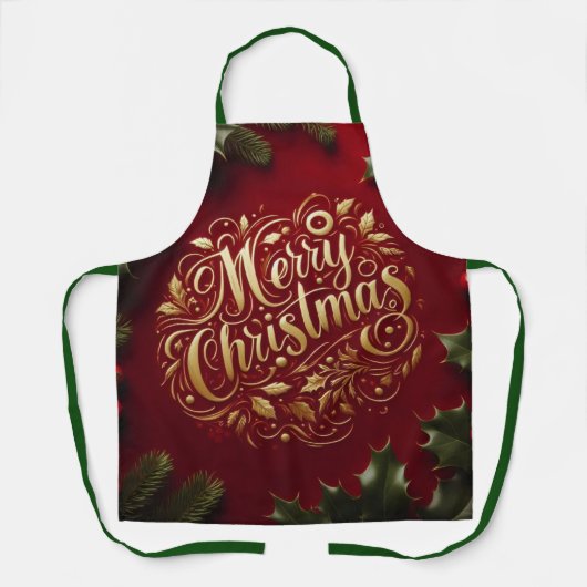 Vrolijk kerstgroen schort (Voorkant)