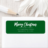 Vrolijk kerstgroen script retouradres etiket (Insitu)