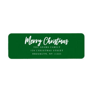 Vrolijk kerstgroen script retouradres etiket