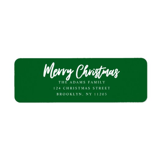 Vrolijk kerstgroen script retouradres etiket (Voorkant)
