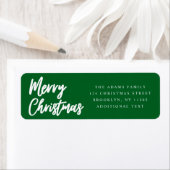 Vrolijk kerstgroen script retouradres etiket (Insitu)