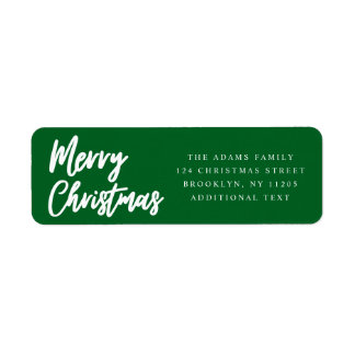 Vrolijk kerstgroen script retouradres etiket