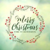 Vrolijk kerstgroen script rustieke krans lijst raamsticker (Vel 3)