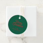 Vrolijk kerstgroen script vakantie bedankjes labels (In situ)