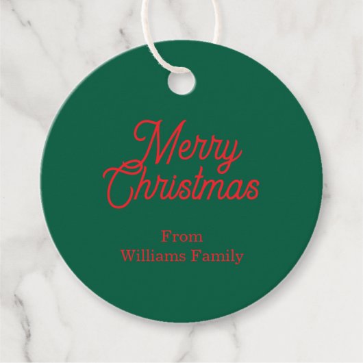 Vrolijk kerstgroen script vakantie bedankjes labels (Voorkant)