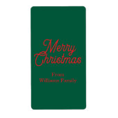 Vrolijk kerstgroen script vakantie etiket (Voorkant)