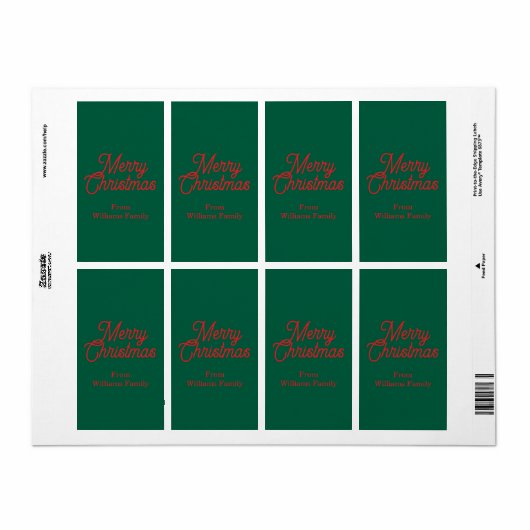 Vrolijk kerstgroen script vakantie etiket (Full Sheet)