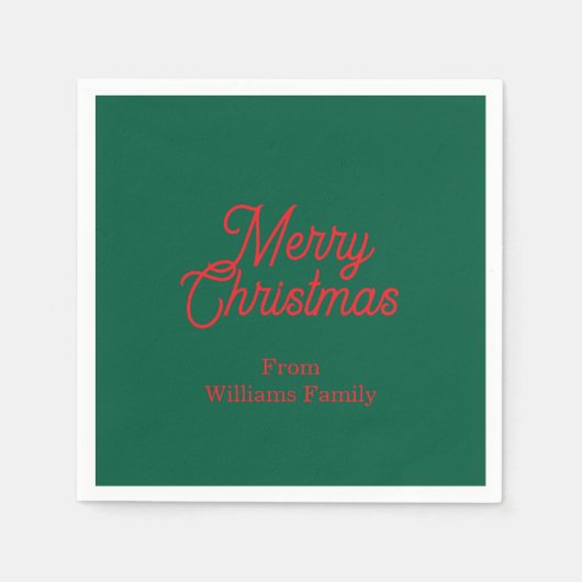 Vrolijk kerstgroen script vakantie servet (Voorkant)