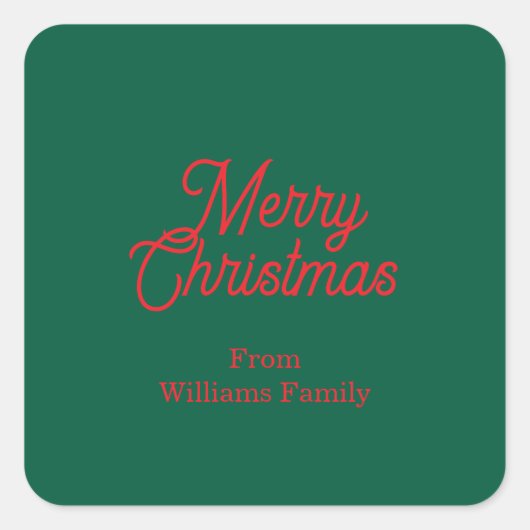 Vrolijk kerstgroen script vakantie vierkante sticker (Voorkant)