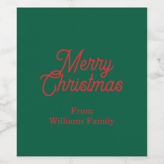 Vrolijk kerstgroen script vakantie wijn etiket (Enkel label)