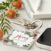 Vrolijk kerstgroen sleutelhanger (Voorkant Rechts)