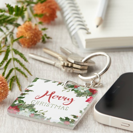 Vrolijk kerstgroen sleutelhanger (Voorkant Rechts)