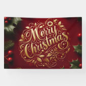 Vrolijk kerstgroen spandoek (Horizontaal)