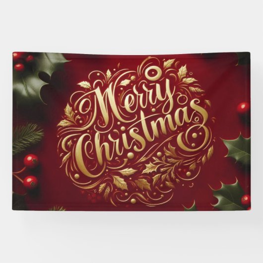 Vrolijk kerstgroen spandoek (Horizontaal)