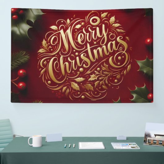 Vrolijk kerstgroen spandoek (Beurs)