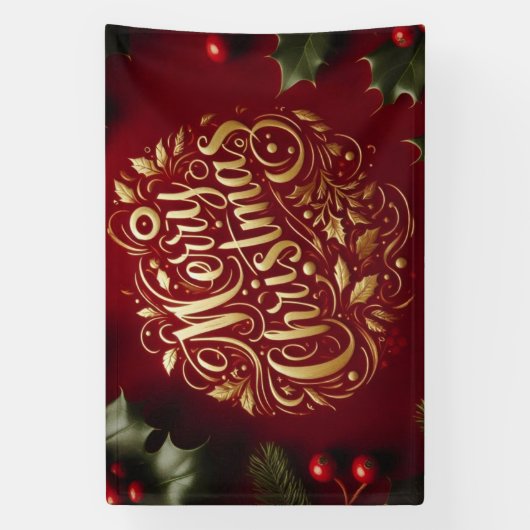 Vrolijk kerstgroen spandoek (Verticaal)