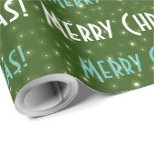 Vrolijk kerstgroen stars omslagpapier cadeaupapier (Rol Hoek)