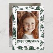 Vrolijk Kerstgroen Toile Holiday Design Feestdagenkaart (Voorkant / Achterkant)