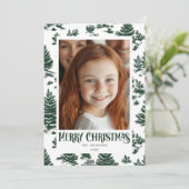 Vrolijk Kerstgroen Toile Holiday Design Feestdagenkaart (Staand voorkant)