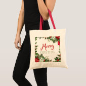 Vrolijk kerstgroen tote bag (Voorkant (product))