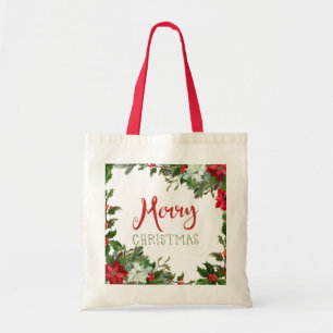 Vrolijk kerstgroen tote bag