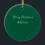 Vrolijk Kerstgroen vlakte solo achtergrond vakanti Keramisch Ornament<br><div class="desc">Ontwerp</div>