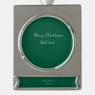 Vrolijk Kerstgroen vlakte solo achtergrond vakanti Verzilverd Banner Ornament
