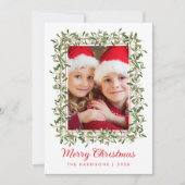 Vrolijk Kerstgroen Waterverf Foto Feestdagenkaart (Voorkant)