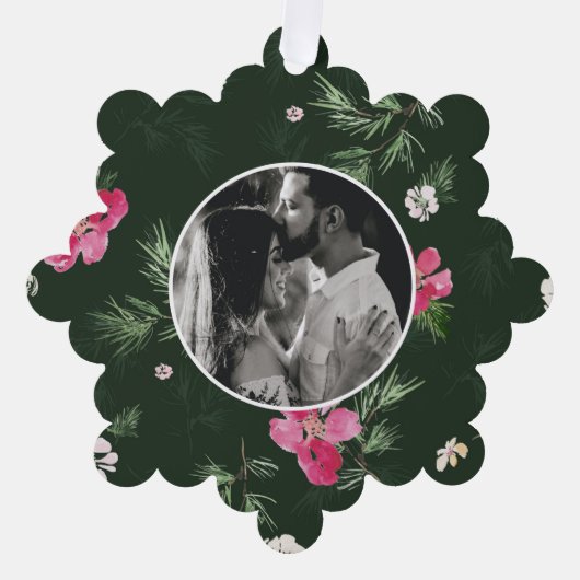 Vrolijk kerstgroen Waterverf Ornament Kaart (Voorkant)