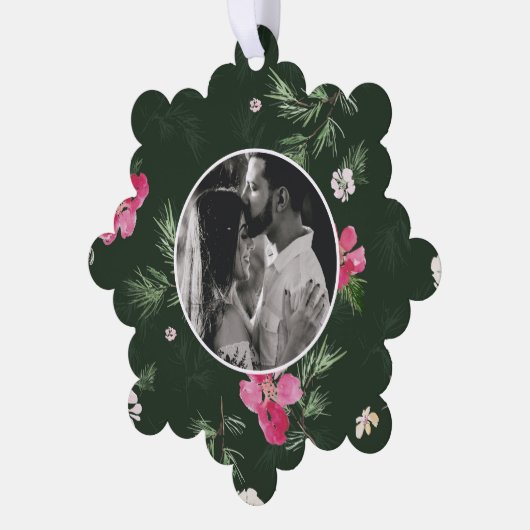 Vrolijk kerstgroen Waterverf Ornament Kaart (Links)